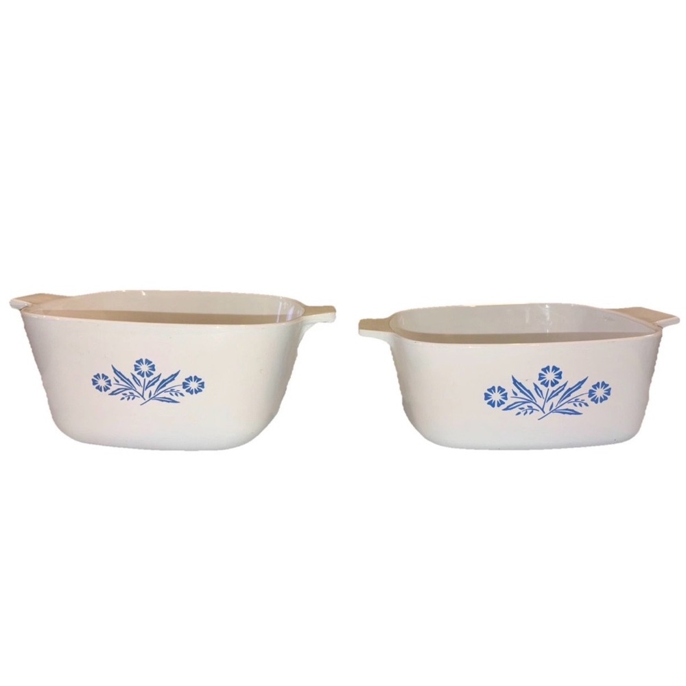 Vtg Blue Cornflower Corningware Bakeware 1.5 & 1.75 quarts (Set of 2)